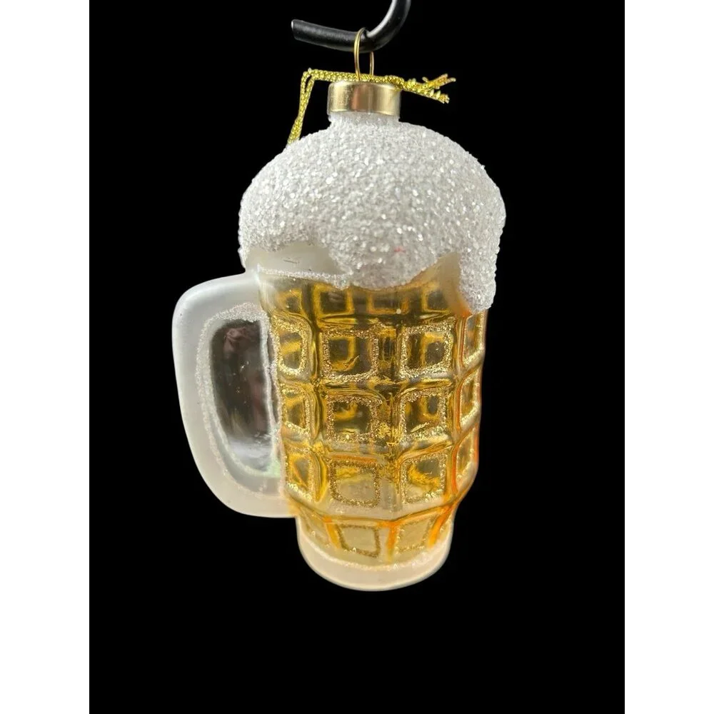 Blown Glass Foaming Glitter BEER Textured Mug Target Christmas Ornament 4.5
